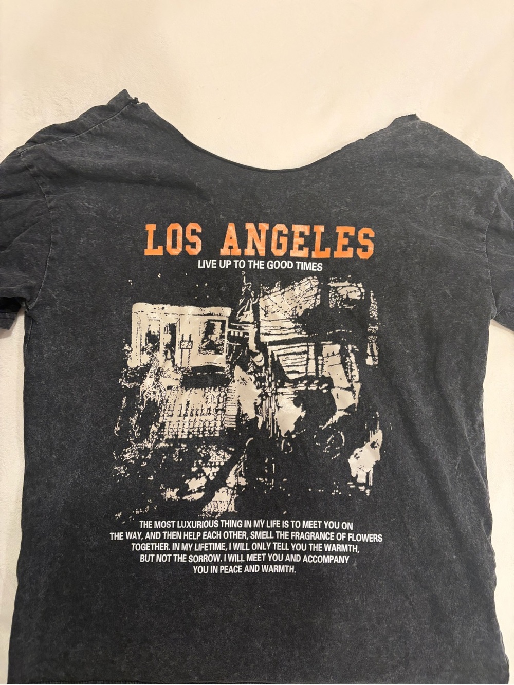 New Era Los Angeles Graphic Tee - Black with Orange Print